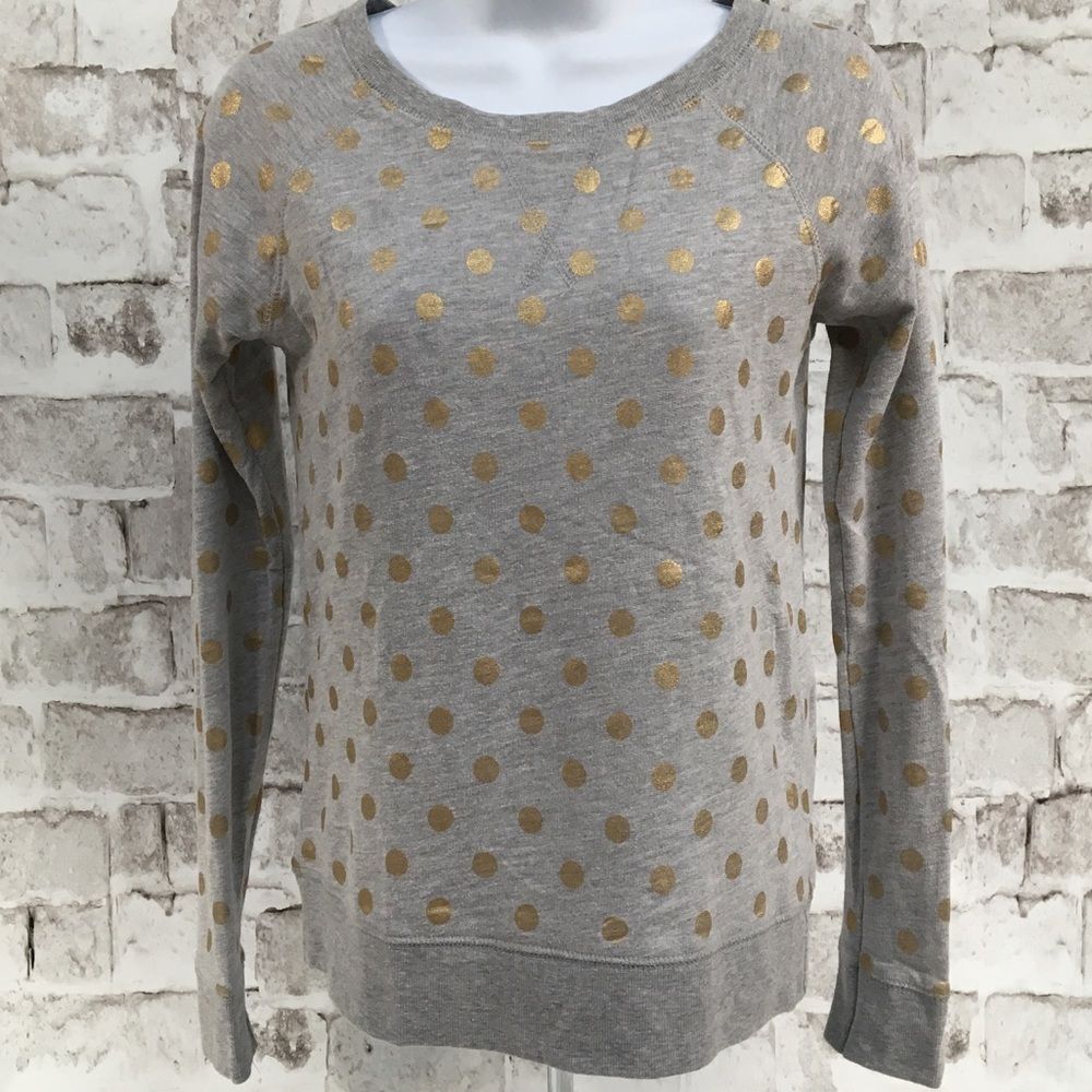 Delia's Women's Sweatshirt Size S Grey Gold Polka Dots NWOT